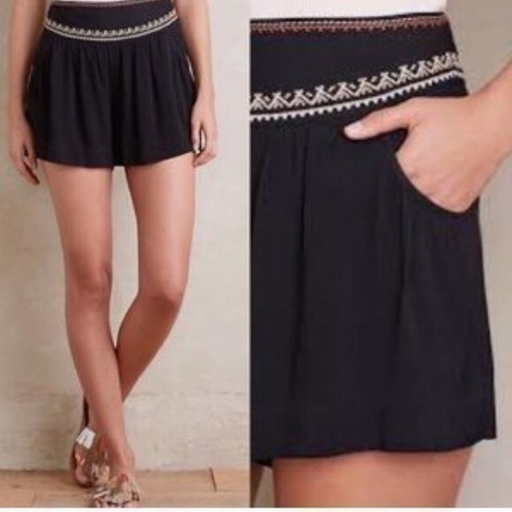 Eleveneses Anthropologie Black Boho Swift Shorts Women’s size 0